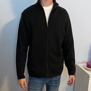 Indigo Palms Black Full Zip Sweater